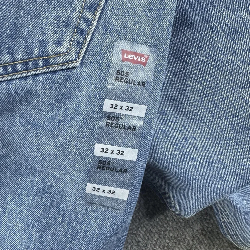 Levis 505 Jeans Mens 32x32 Blue Regular Straight Light Wash Denim Pants